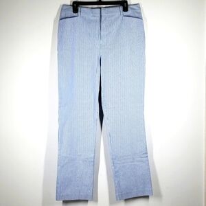 Vintage Lauren Ralph Lauren Cotton Spandex Blue White Striped Pants 14 NWOT